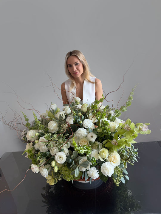 White Flower Basket